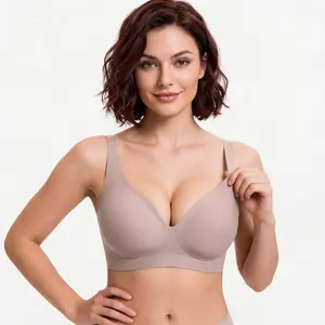 Sola-S  Jelly Wireless bra Womens Comfortable Wireless Bras Push Up Bralettes Seamless Tshirts Bras Deep V Everyday Bras