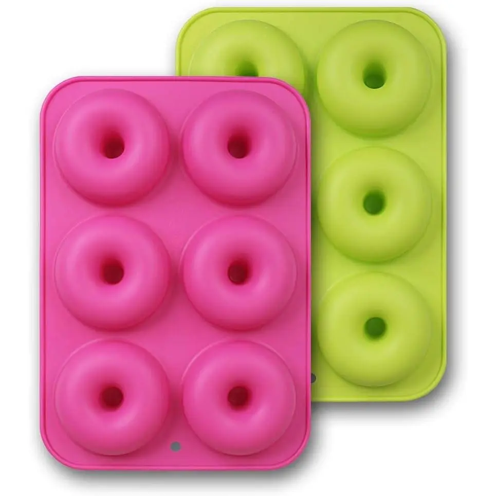 Donut Molds, 2-Pack of Non-Stick  Grade  Pans for Doughnut Baking – Green and