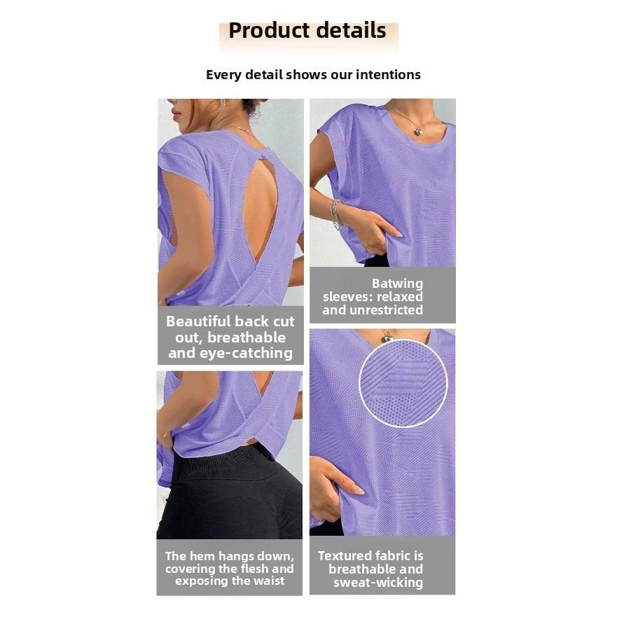This 2026 new women's sports top features a backless, breathable, and openwork design; the loose fit is comfortable, breathable, and cool, making it suitable for yoga, Pilates, running, and various styling options.