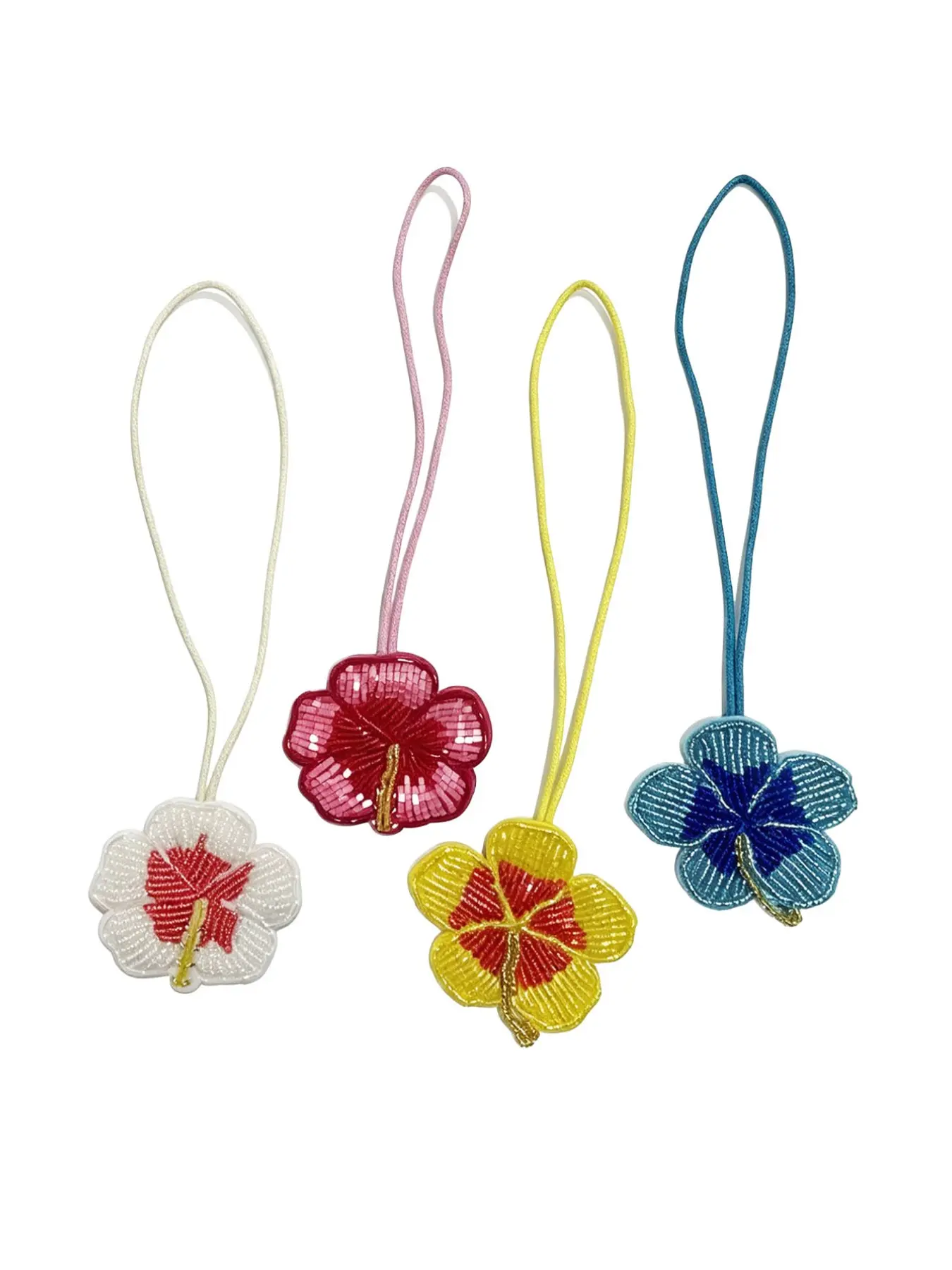 Multicolor Handmade Beaded Hibiscus Pendant, Sparkly Bauhinia Bag Charm, Beach Vacation Style Teen Backpack Decoration