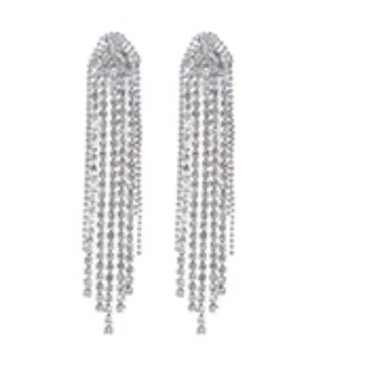 PESENAR 1920s Style Silver-Tone Crystal Fringe Earrings for Flapper Costume and Vintage Gatsby Accessory