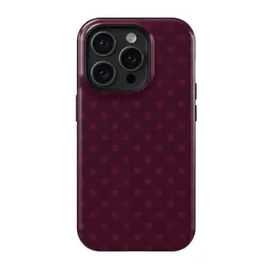 Burgundy Polka Dot Magsafe Phone Case for iPhone 17 ProMax 16Promax Pro Plus 15 14 13 12 Double Layer Protective Cover Stylish Shockproof Aesthetic Cellphone Casing