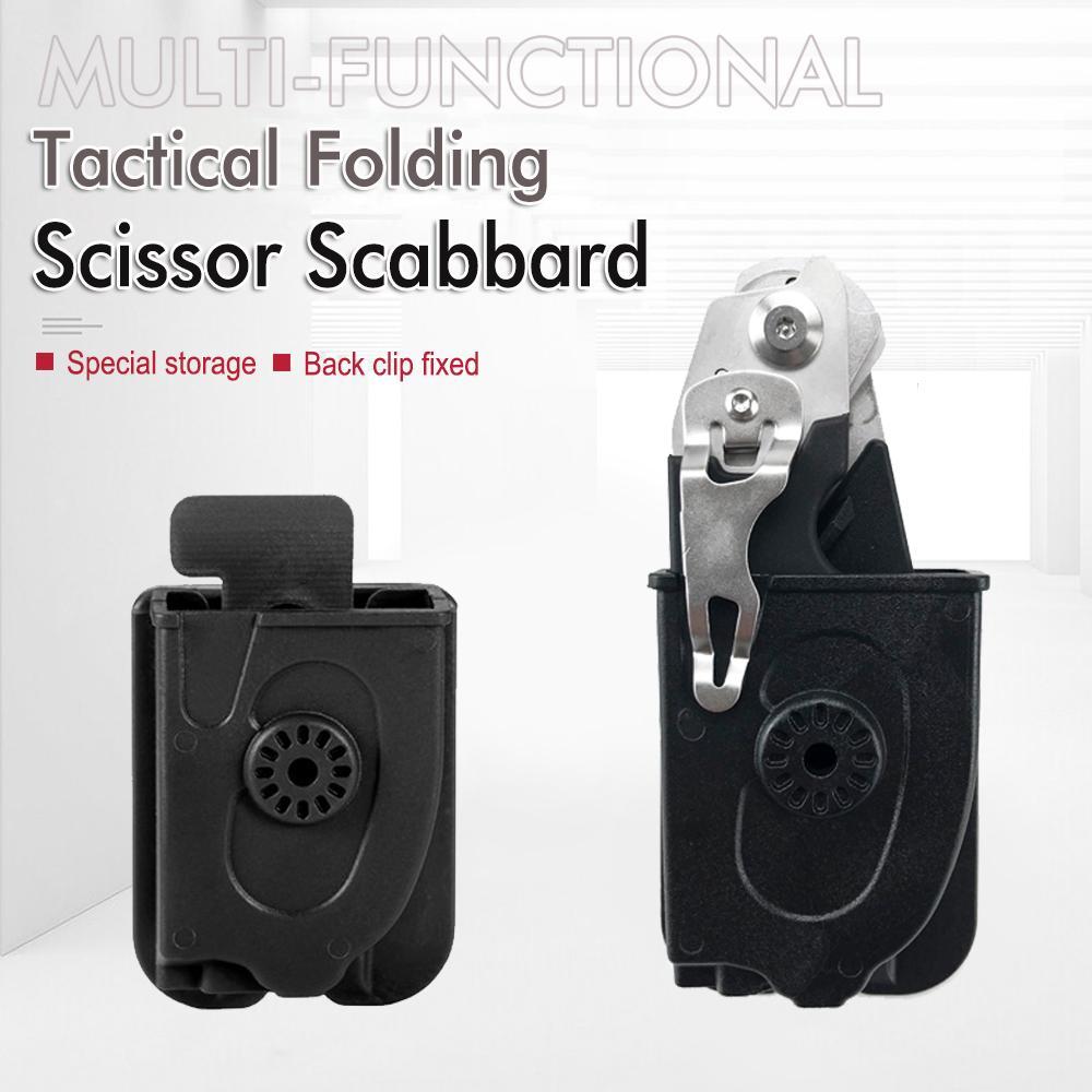 Portable Folding Scissors with Sheath, Multifunctional Stainless Steel Scissors, Outdoor Camping Rescue Scissors Tool