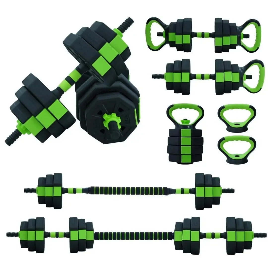 4-in-1 Adjustable Dumbbell Set with Barbell Connector – 66LB Free Weights for Home Gym – Converts to Dumbbell, Barbell, Kettlebell & Push-Up Stand – Compact Strength Training Equipment(2 Boxes)