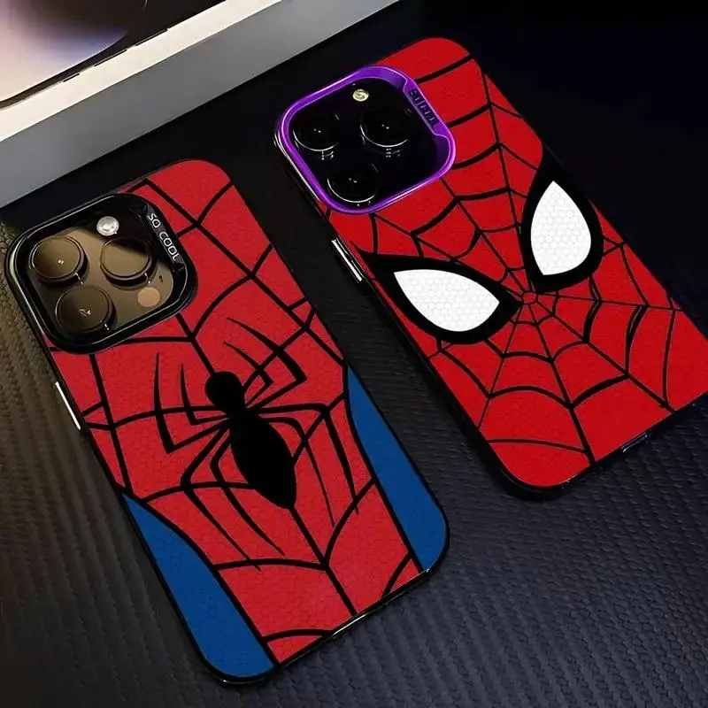 Anime Spiders-Man Phone Case For iPhone 18 17 16 15 14 13 12 11 mini Pro Max X Air Samsung S26 S25 S24 S23 A54 A53 Plus Anti Fall Matte Back Cover Protection Protective Smartphone Cellphone Screen Protector Casing Shockproof Black