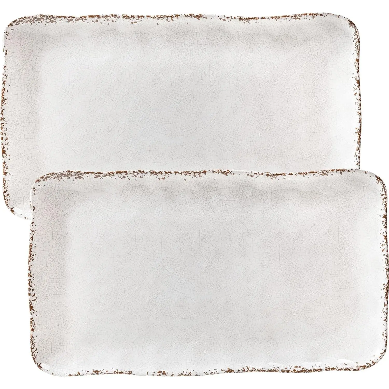 Melamine Serving Platters Set of 2, 17"x10" Large Rectangular Serving Trays for Serving Food on Parties and Entertaining, Dishwasher Safe, Ivory