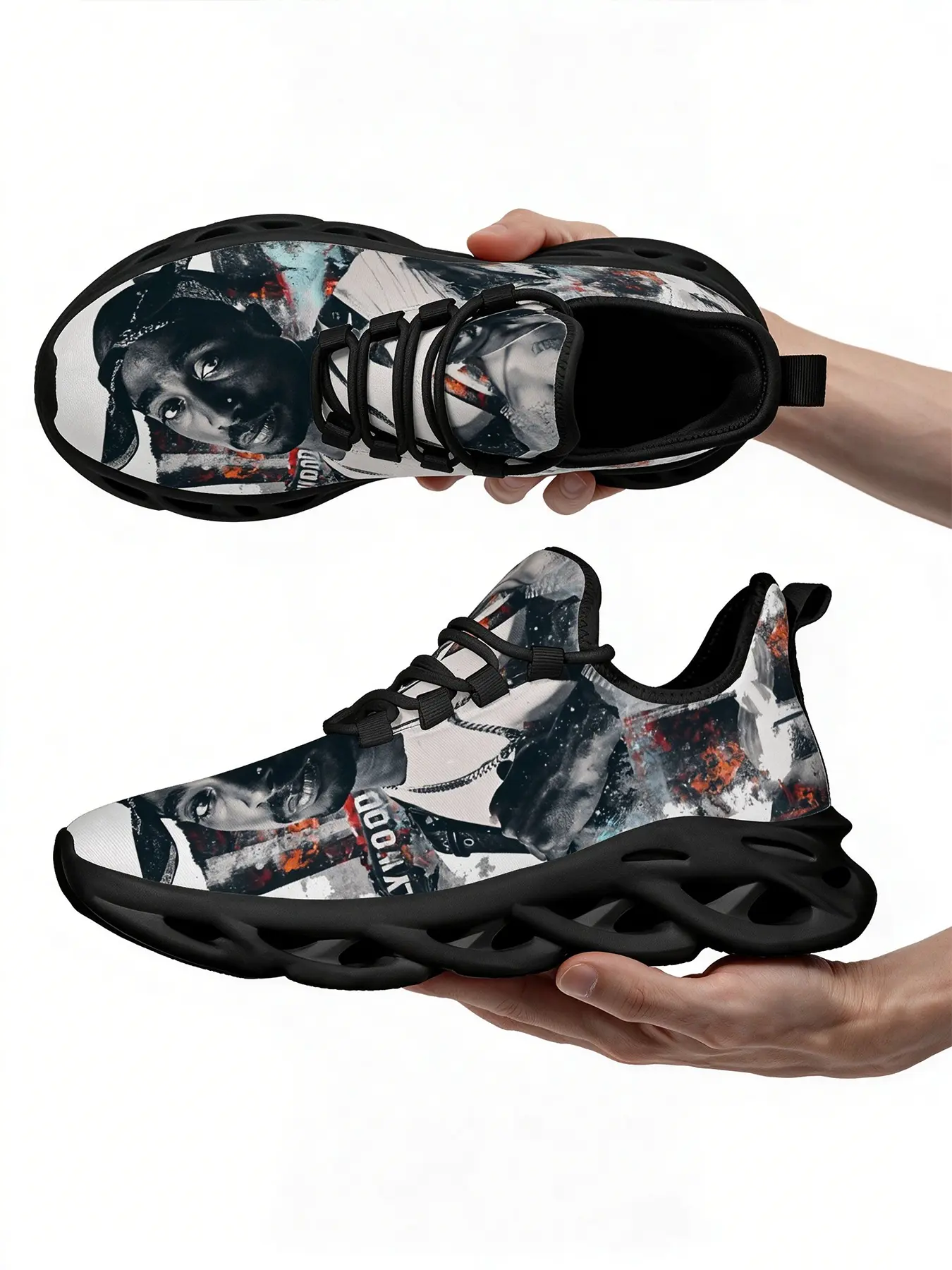 Exclusive Rapper Vintage Style Adult Man Cushion Fashion Running Sneakers High Quality Lace Up Hollow Blade Sole Athletic Shoes Comfortable Lightweight Hollow Sole Non Slip Casual Men'S Low Top Running Shoes