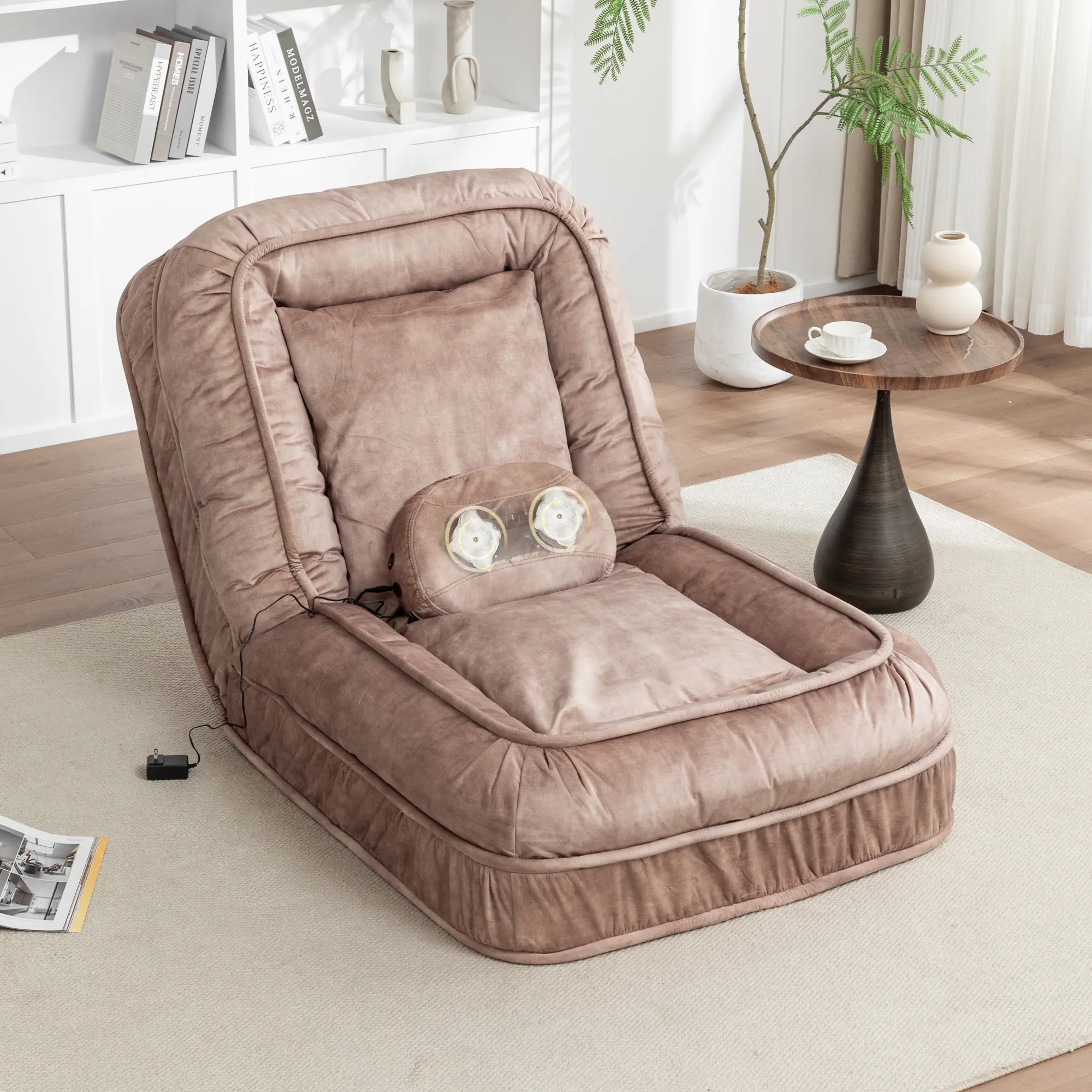 ARCH Upholstered Human Dog Bed Bean Bag Floor Sofa with 5 Adjustable Positions Massage Pillow 2 Soft Pillows for Adults Pets Living Room Bedroom Indoor Outdoor Lounger, Living Room Furniture for Apartment, Lounge, Family Room, Office and Home Seating