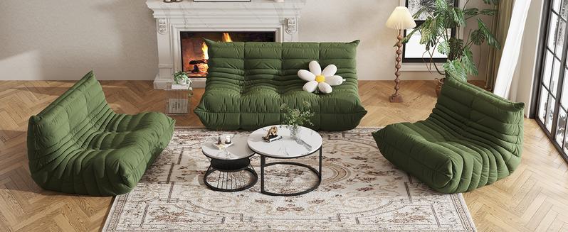 Bean Bag Chair, Fireside Chair, Large Bean Bag Chair for Adults, Bean Bag Chairs for Teens with High-Resilience Foam, Non-Slip Base Floor Lounge Sofa,Living Room (Green, Single)