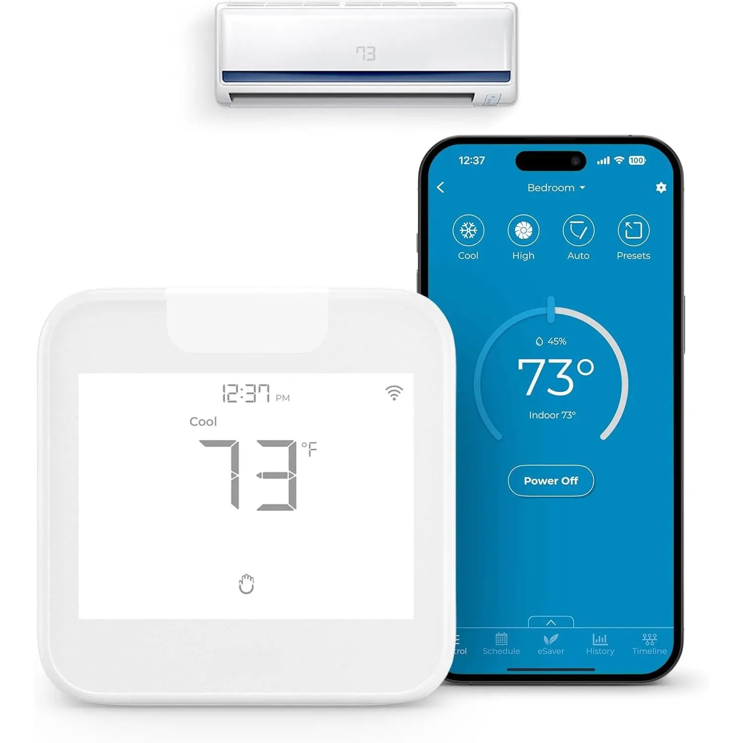 Max  AC Controller | AHR Product of the Year WiFi Thermostat for Mini-Split, Window, Portable AC/Heat Pump | AI-Based Tech | Free App, No Subscription | Alexa, , IFTTT etc. (White)