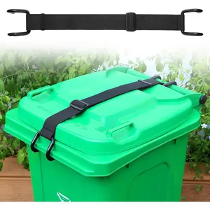 Metal Non-Slip Double Claw Trash Can Lid Lock, Adjustable Animal-Proof & Windproof Garbage Can Lock, Universal Fit for 28-96 Gallon Outdoor Bins (1)