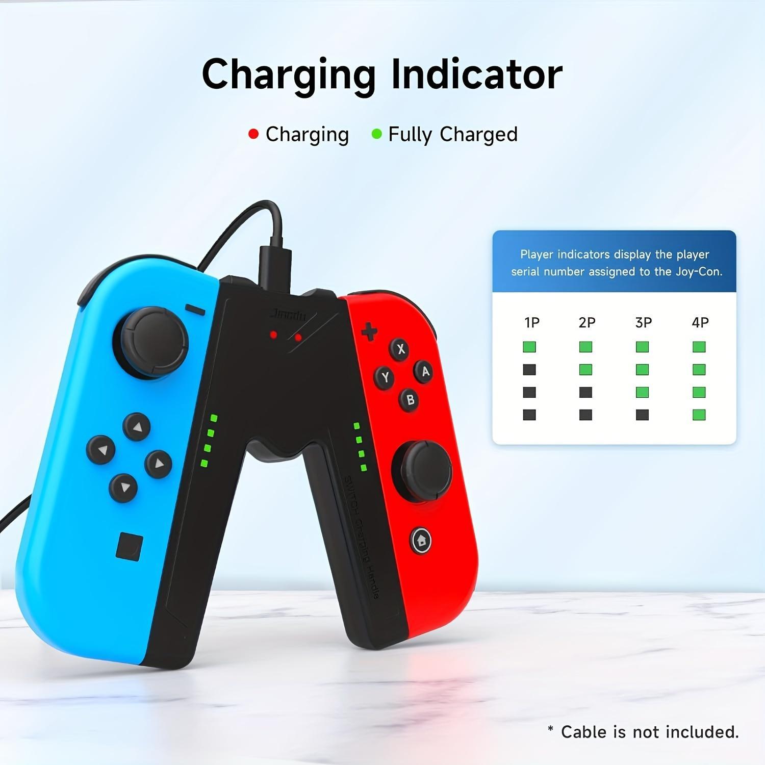 Portable Game Controller Charging Grip, 2 Counts V-shaped Joystick Design Game Controller Charging Handle, Console Accessories for Nintendo Switch Standard & OLED Edition