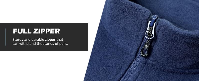 Pioneer Camp Men's Lightweight Polar Fleece Jacket Full Zip Antistatic Casual Coat Soft Warm Outwear with Zipper Pockets