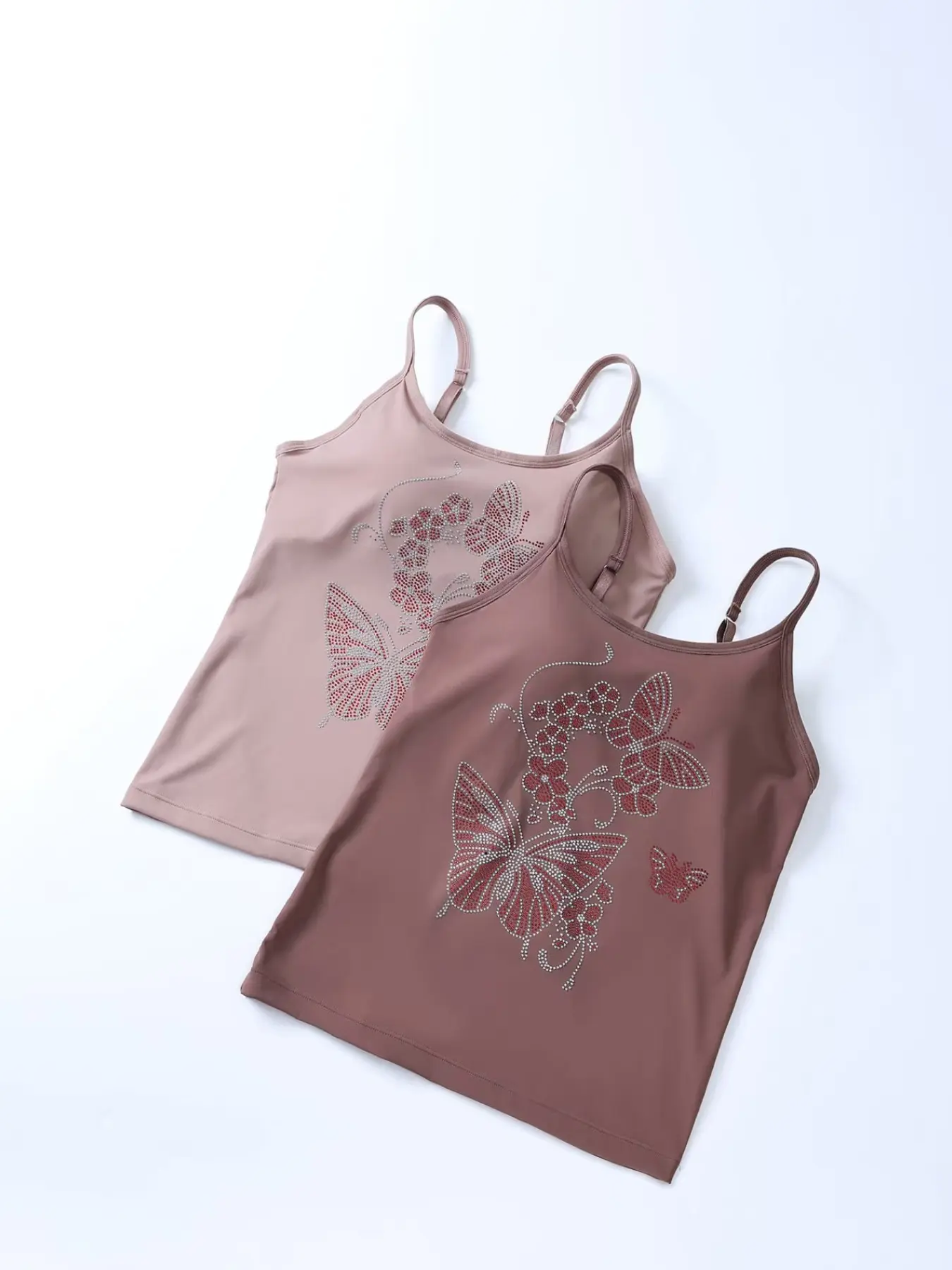 2-Pack Butterfly Rhinestone Women's Halter Top,wtih  bra Pads, All-Season Daily Wear, Comfortable & Stylish Design