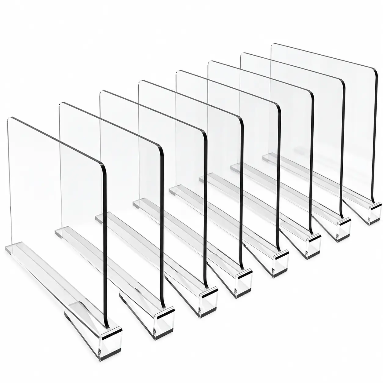 Premium Acrylic Shelf Dividers 8 Pack, Heavy Duty Clear Closet Separators for Shelves, Bedroom & Kitchen Organization