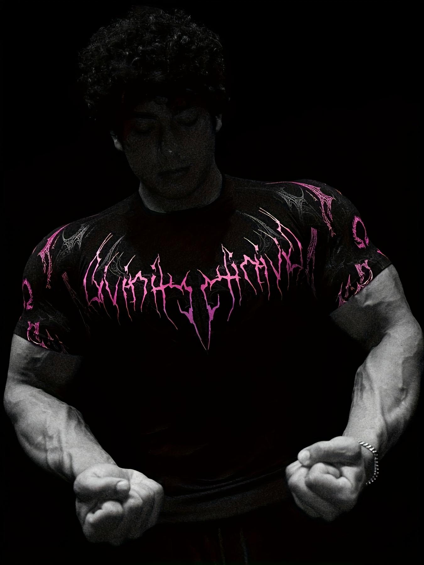 Men's Compression Short Sleeve T Shirt S XXL High Elasticity Muscle Fitness Shirt Unisex Black Tight fitting Red Geometric Muscle Texture Quick drying Moisture wicking for Workouts Yoga Beach Gym Tees Athletic Apparel