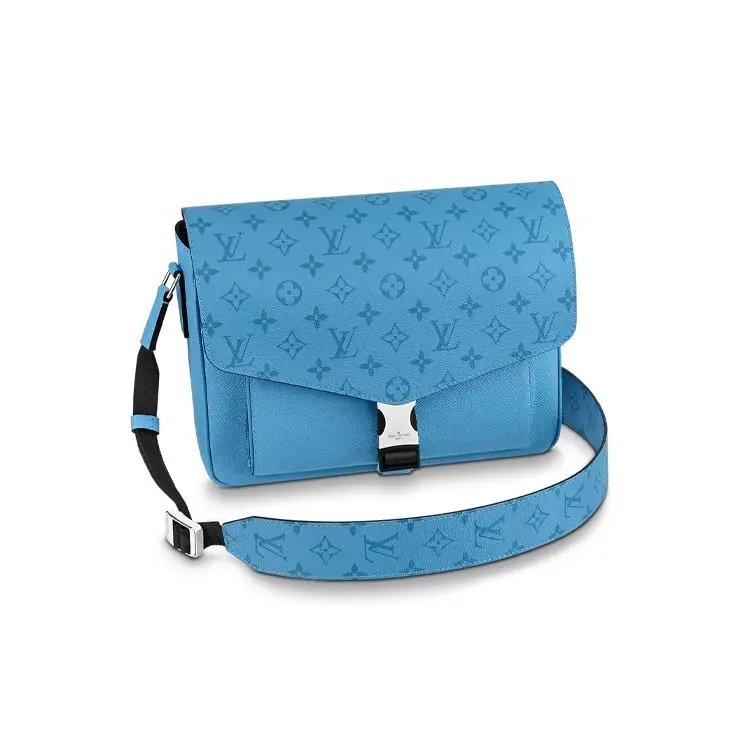 Louis Vuitton Messenger Bag for Men – Monogram Canvas and Leather Crossbody Satchel in Blue