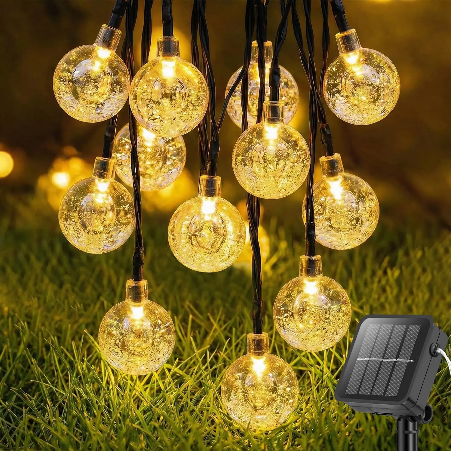 ANJAYLIA Globe Ball String Lights, 16.4ft 50 LED Battery Operated Fairy Lights with Remote, Timer, 8 Modes, Warm White Waterproof Indoor Outdoor Hanging Lights for Patio Bedroom Garden Party Holiday Decor