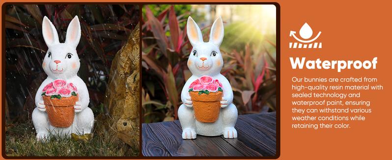 Solar Outdoor Garden Statues- Rabbit with Flowers and 5 Colorful LED Lights, 11.8IN Outdoor Figurine Lights, Solar Garden Bunny Decor for Patio, Unique Gifts for Mom, Birthday, Housewarming Solar Outdoor Garden Statues- Rabbit with Flowers and 5 Colorful LED Lights, 11.8IN Outdoor Figurine Lights, Solar Garden Bunny Decor for Patio, Unique Gifts for Mom, Birthday, Housewarming