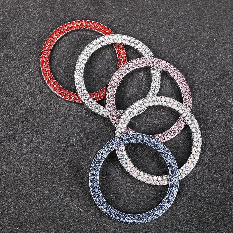 Rhinestone Decor Car Engine Start Stop Button Ring, Car Engine Start Stop Button Decoration Circle, Car Interior Accessories for Women, Car Decorations, Sticker for Cars