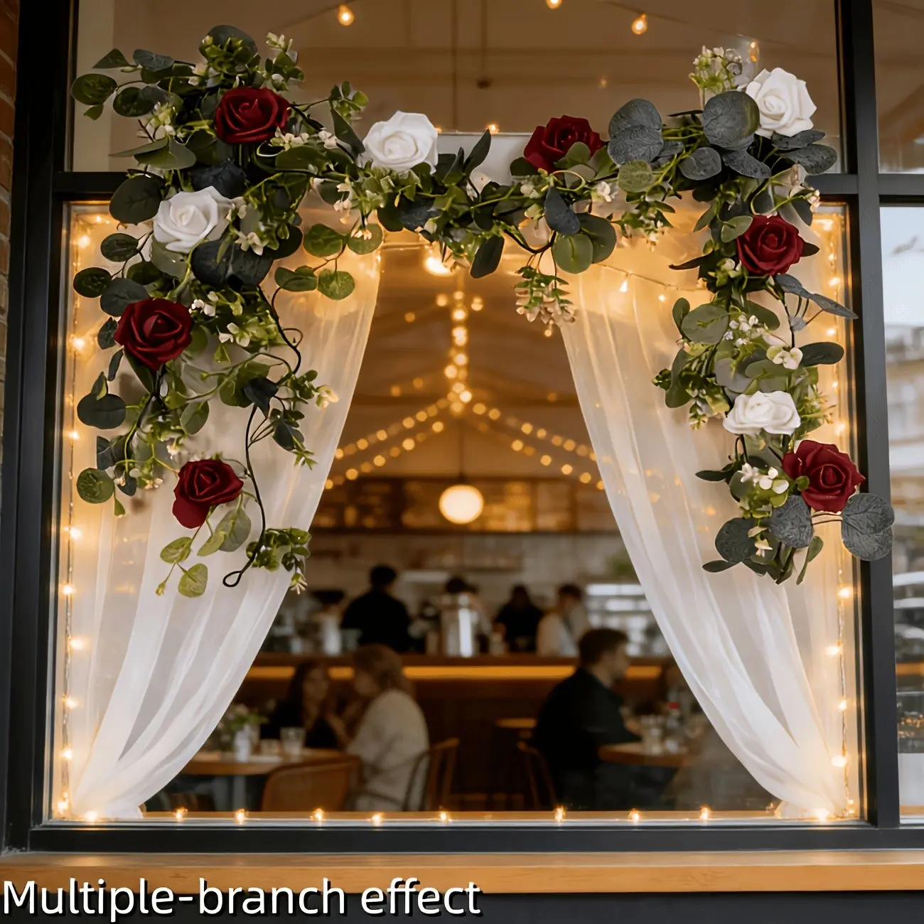 Eucalyptus and Rose Flower Heads, and Roses, Hanging Vines, Wedding Decor, DIY Home Decoration, Seasonal Use, Classic Style