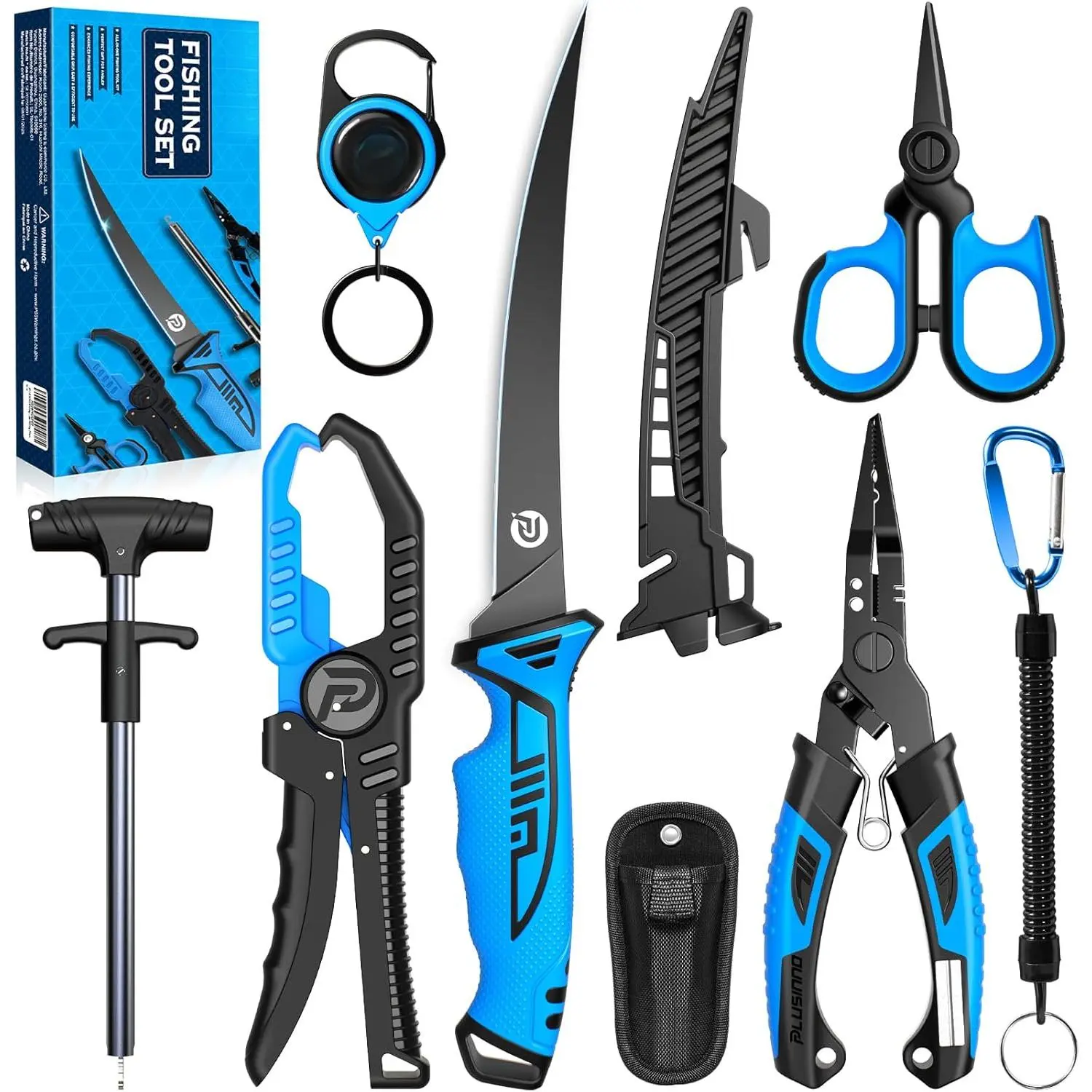 Fishing gear, fishing tools, fishing accessories, corrosion-resistant fishing pliers set, fishing knife, floating fish lip clamp, men's fishing gifts, fisherman's gifts