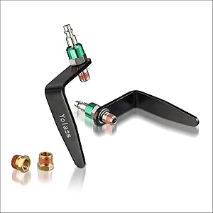 Pneumatic tool hook,1/4"NPT and 360° Rotatable L Air Rafter Hooks are Lightweight,Quick and Easy to Install for Air Blow Guns,Pneumatic Nail Guns,with Brass Joints,1-Piece