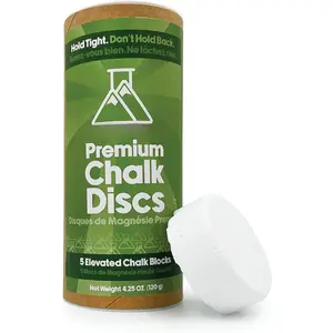 Chalk Refills -  -Absorbing Gym Chalk Blocks for Rock Climbing, Weight Lifting, Gymnastics, & Bowling - Mess Free Gym Chalk - 5 Individual 0.85oz Block Chalk Discs