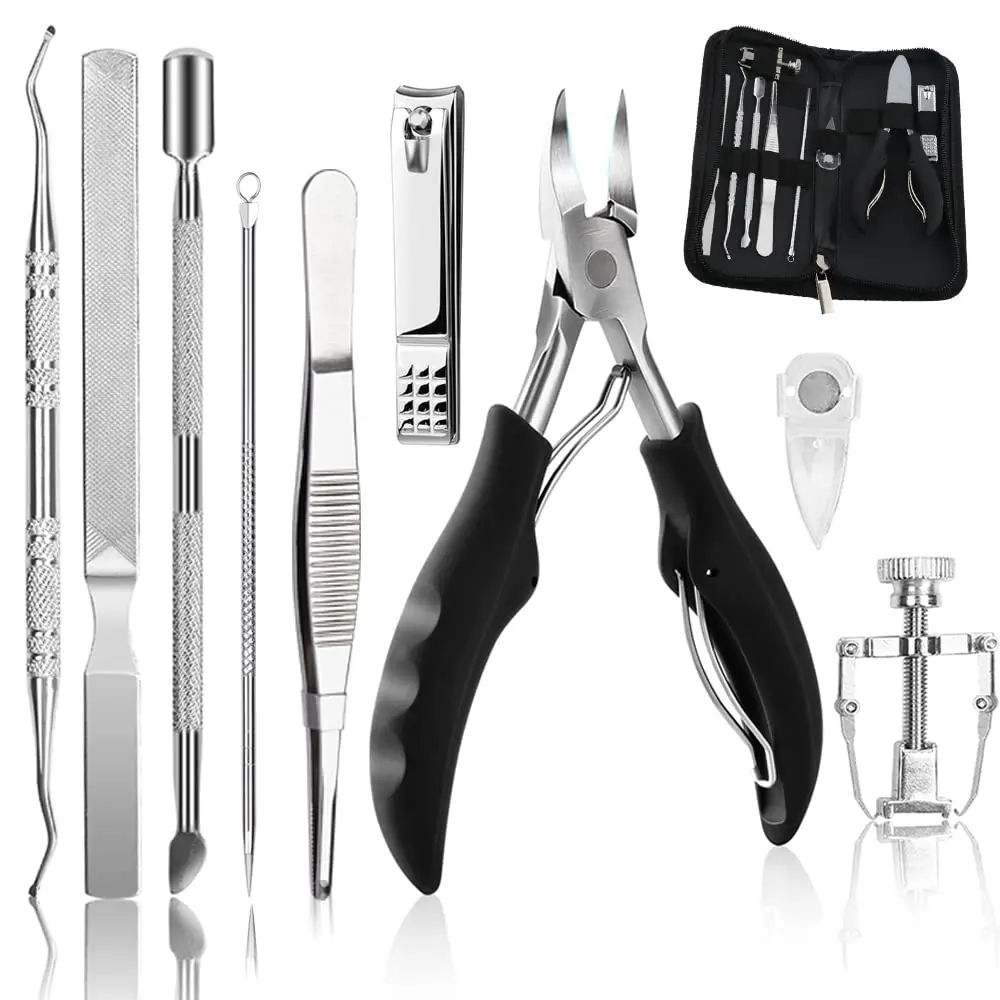 10-piece ingrown toenail tool set, nail care and foot care tools, ingrown toenail removal and correction scissors, surgical-grade nail file and extractor, professional foot care tools