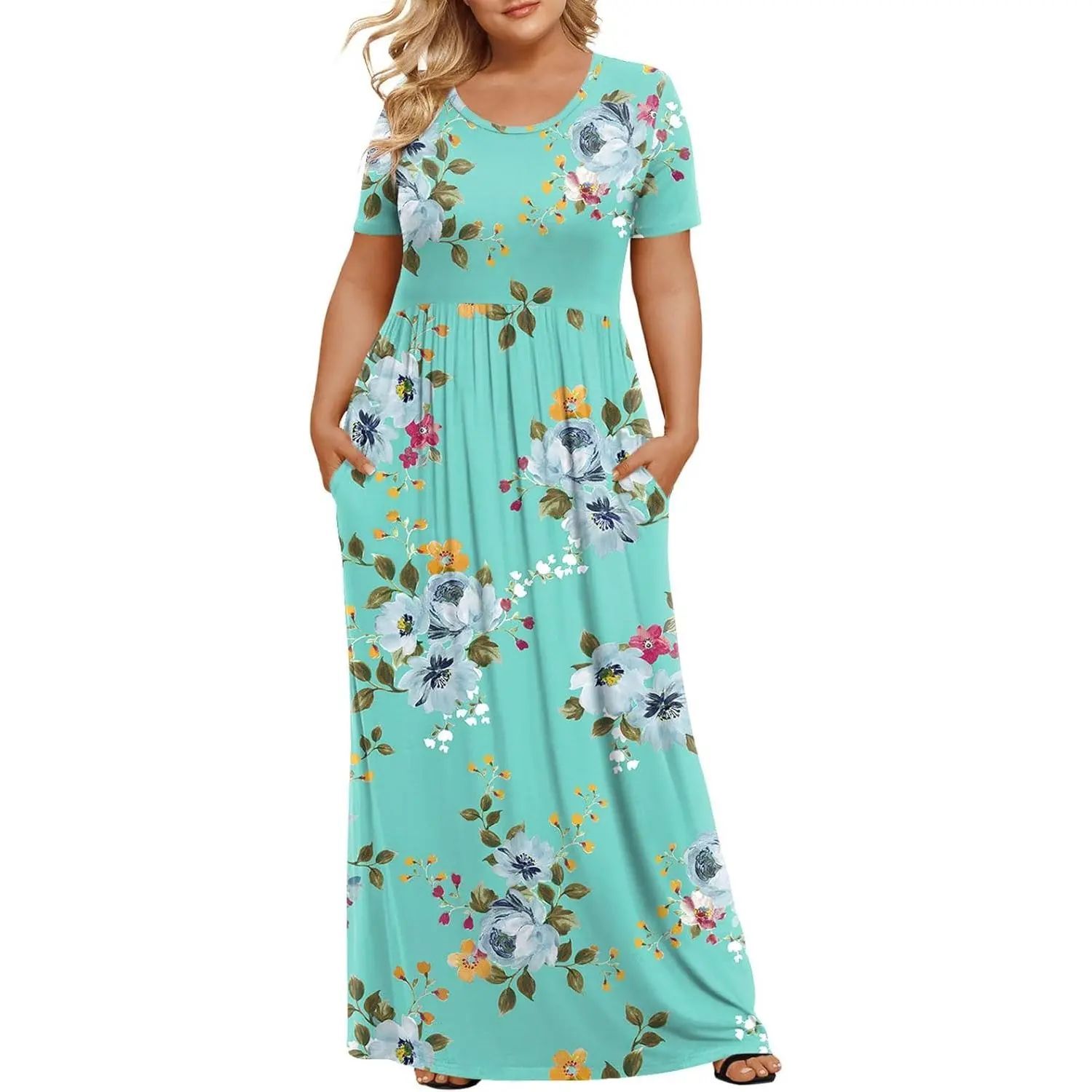 Women's Curvy Plus Size Maxi Dress - 2026 Summer Shortsleeve Casual Wear, XL-6XL Curvy Plus Size Clothes, Curvy Plus Size Clothes 2026
