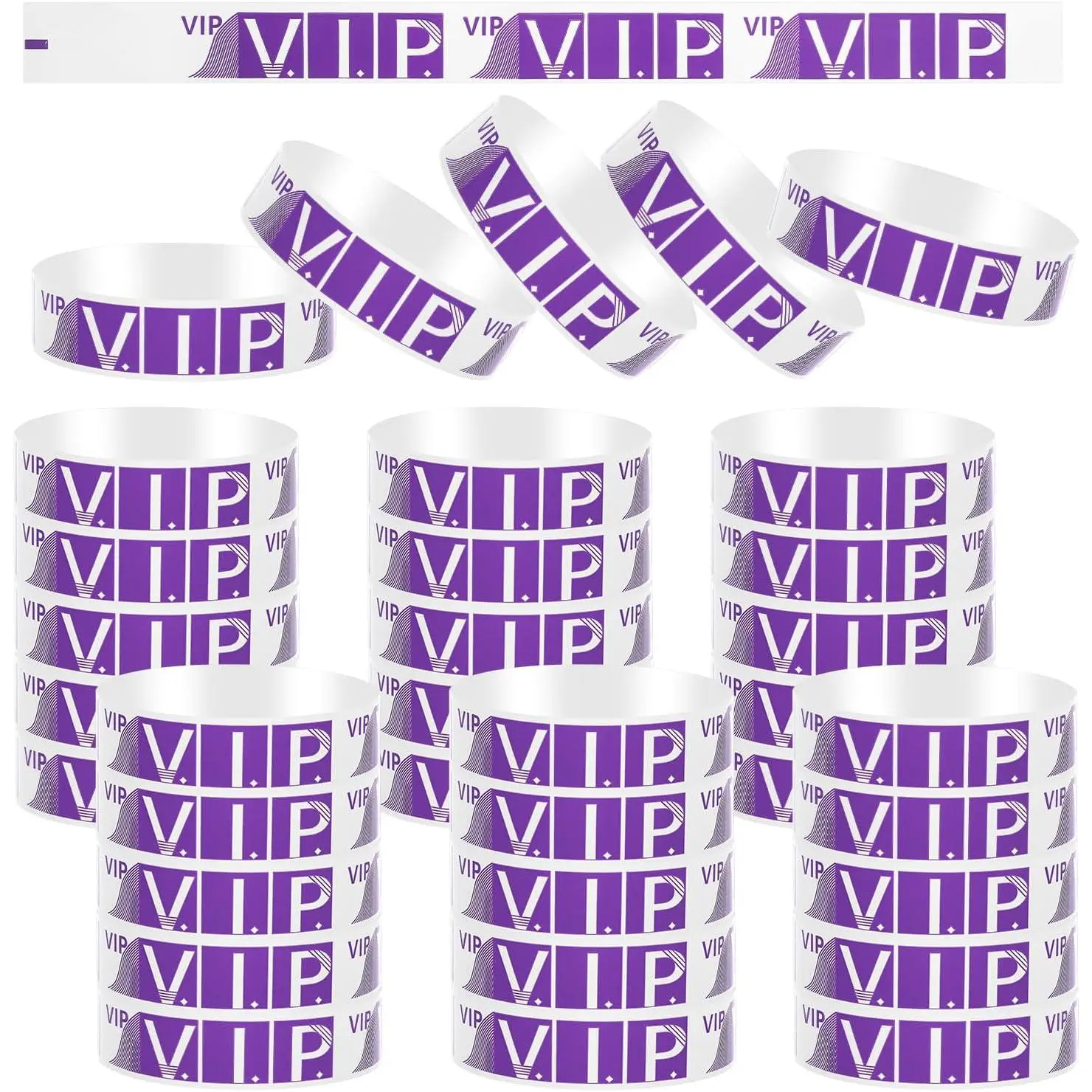 100 count VIP Wristbands for Events, Paper Bracelets Custom Wrist Bands VIP Custom Lanyards, Personalized  Lightweight Events Bands for Party Concerts Clubs Festivals Amusement Parks ()