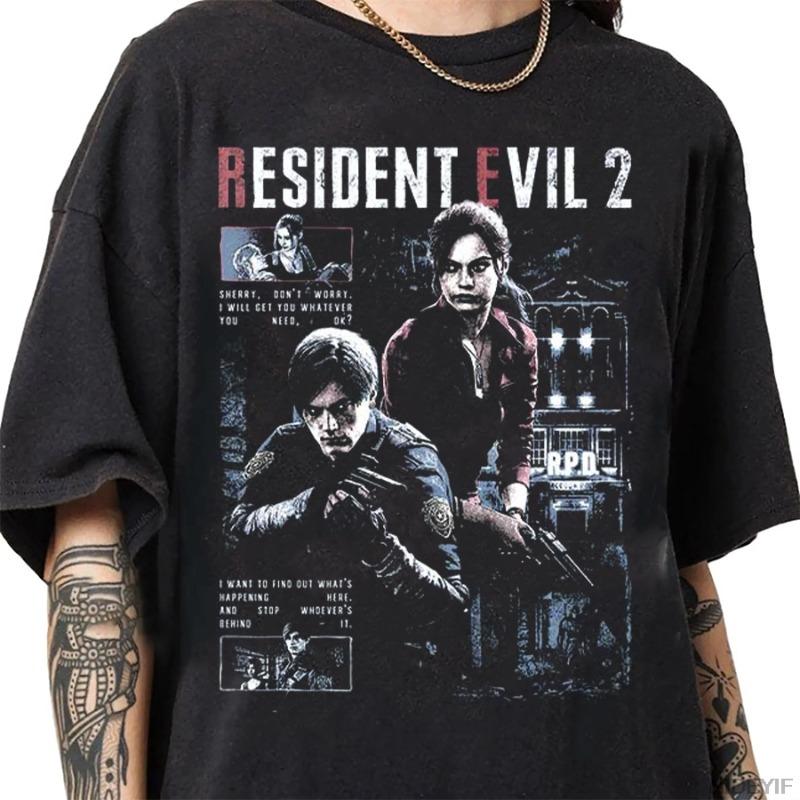 Resident Evil 2 Biohazard Game Men's Pure Cotton T-shirt Summer New Item Unisex Casual Fashion