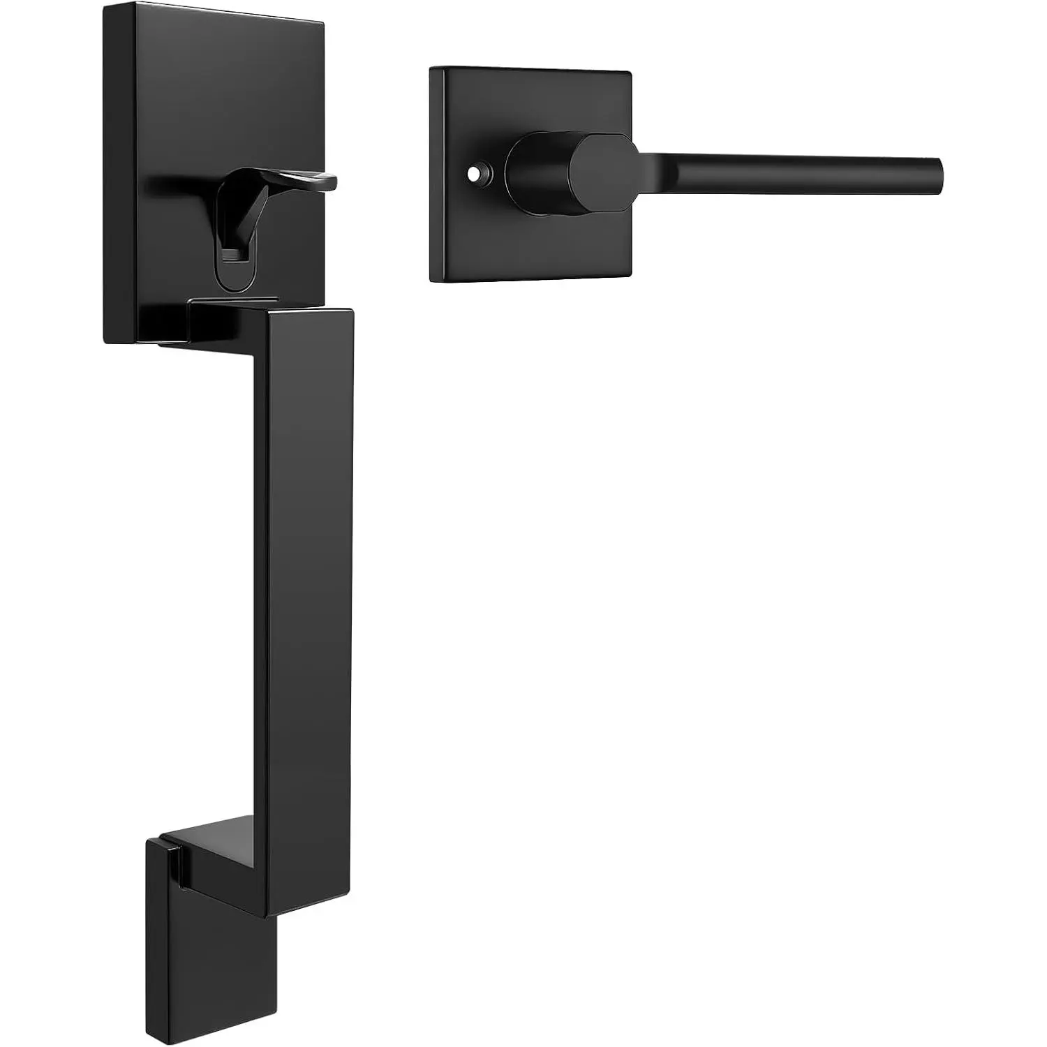 Black Front Door Handle, Matte Black Entry Handle, Single Cylinder Front Door Handle Only, Door Handle Exterior, Reversible for Right and Left Door