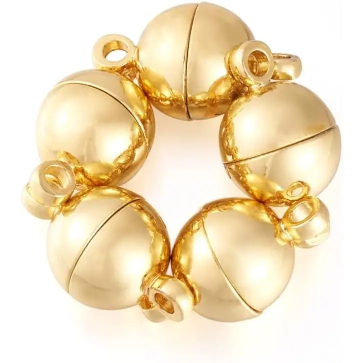20 Sets 24K  Round  Clasps  Converters Locking Clasps 14.5x8mm for  Bracelet Necklace Making Hole:1.6mm