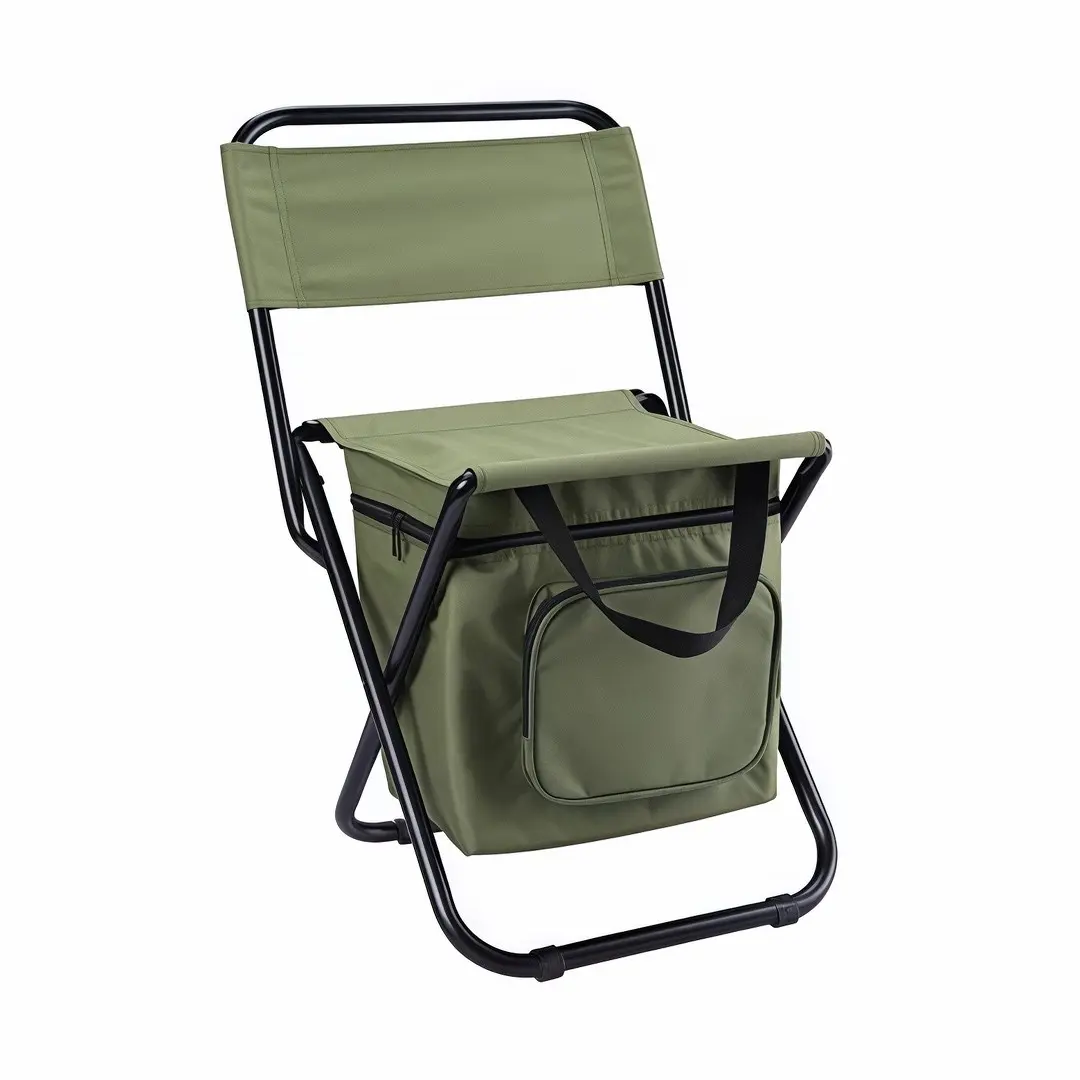 Folding Fishing Chair with Cooler Bag Hunting Back Stool Portable Outdoor Chair with Backpack Camping Travel Lightweight Foldable Chair