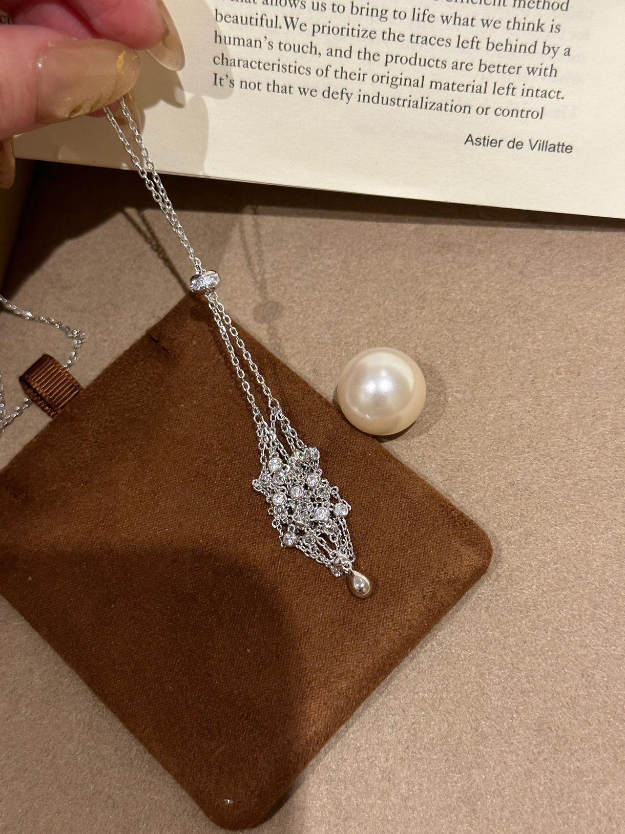 Best-selling net bag pearl necklace, crystal necklace, adjustable necklace