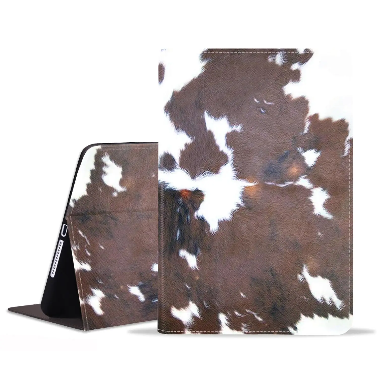 Case for iPad (A16) 11th Generation 11 Inch 2025, iPad 10th Generation 10.9 Inch 2022, Slim PU Leather Folding Stand Smart Cover with Auto Sleep/Wake, Brown Cow Print