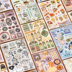 30 Sheets Vintage Theme Stickers Book, Floral Flower Notebook Aesthetic Decorative Stickers, Phone Stickers, Computer Stickers, Water Bottle Stickers