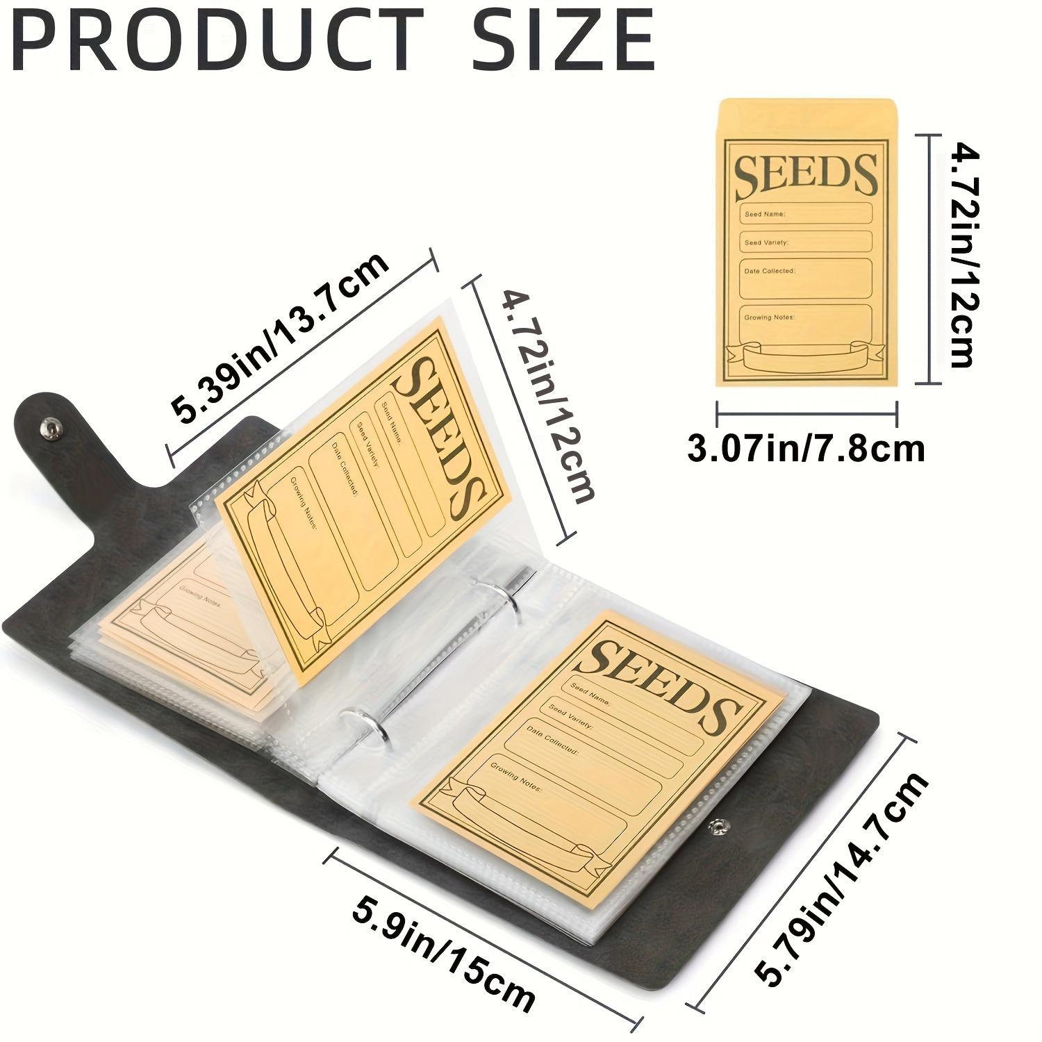 Seed Organizer Binder with 50pcs Seed Envelopes, Garden Seeds Storage Organizer, Seed Packet Organizer, Seed Saver