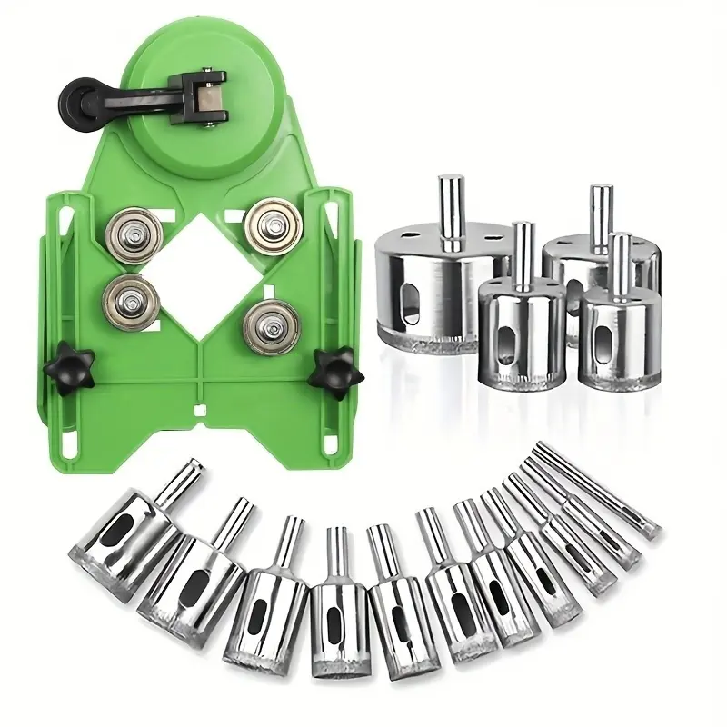 11PCS Diamond Hole Saw Kit, Tile Drill Bit Set with Suction Cup Hole Saw Guide Fixture, 4mm-83mm Hollow Drill Saw Set for Ceramic, Glass, Tile, Porcelain, Marble, Granite
