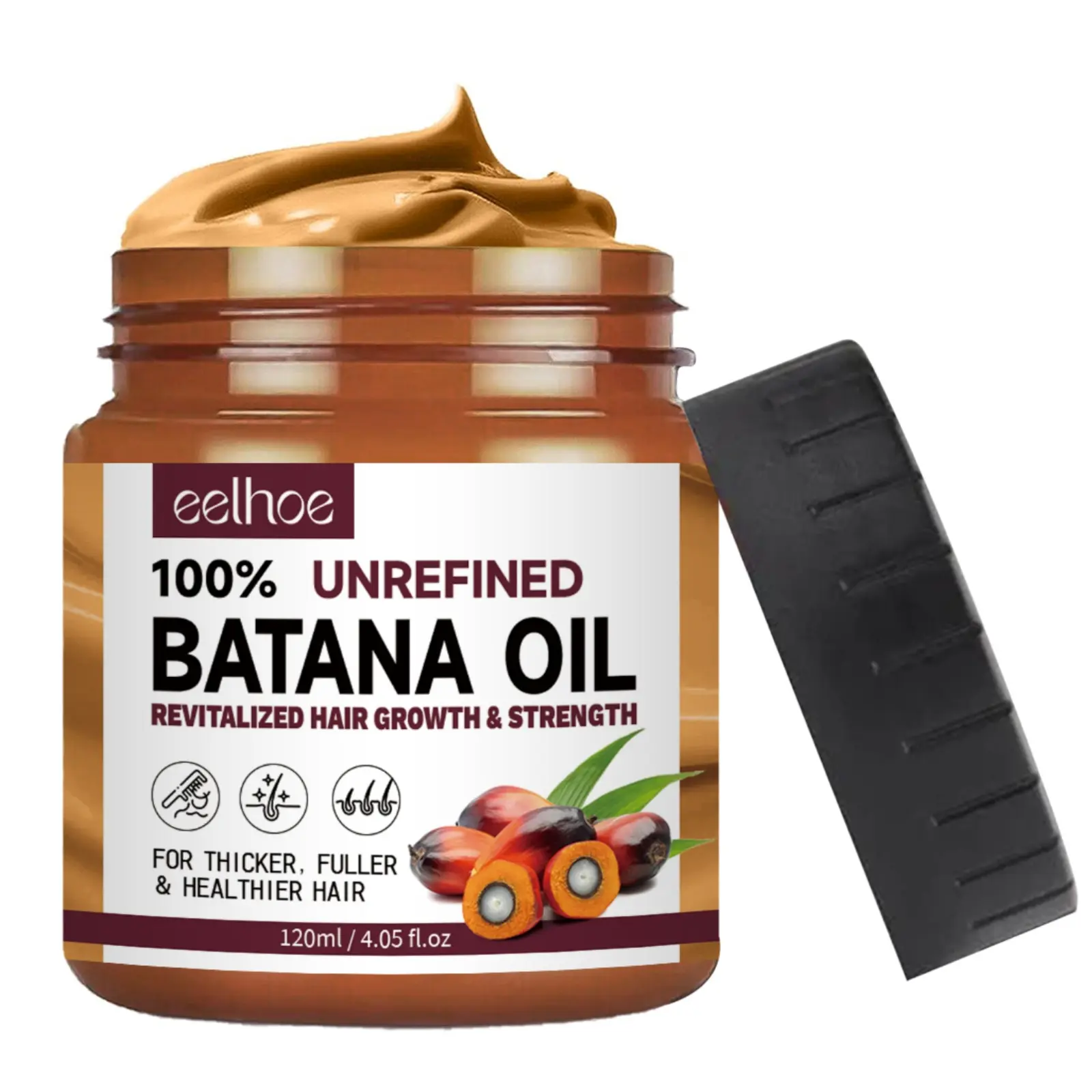 EELHOE Raw Batana Oil for Hair - 100% Pure, Organic 4.05fl.oz Batana, Thicker-Looking Hair - Unrefined Cold Pressed Cosmetic Scalp Oil & Hair Mask, Gift for Women (1 Pack)