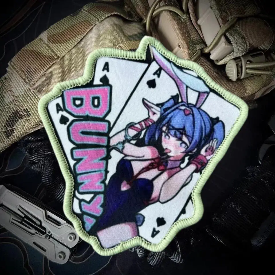 Bunny Girl Tactical Patch Design on Clothes Printed Hook&Loop Patches Anime Beauty Armband Military Morale Badge Backpack Stickers
