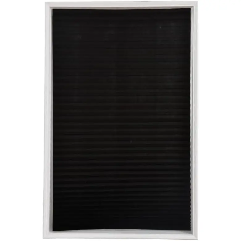2 Pack Cordless Room Darkening Pleated Shades, Self-Adhesive Non-Woven Fabric Blinds with 4 Clips, No-Drill Cut-to-Fit Temporary Blinds for Windows, Living Room, Office, Black, 60x150cm