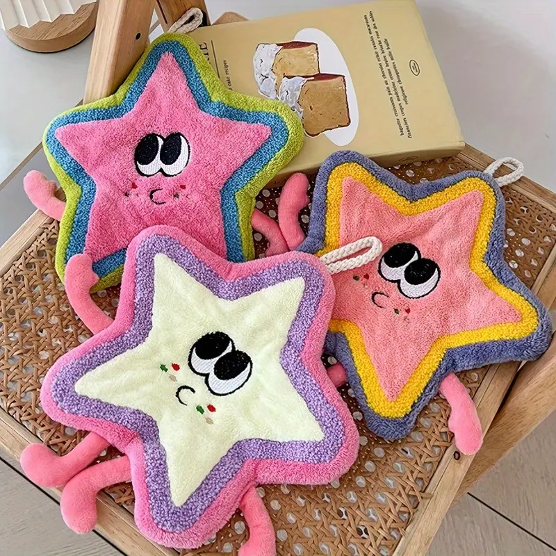 2pcs Washcloth | Modern Style, Cartoon Pattern, Polyester | Hand Wash Only, Towel for Kitchen & Bathroom