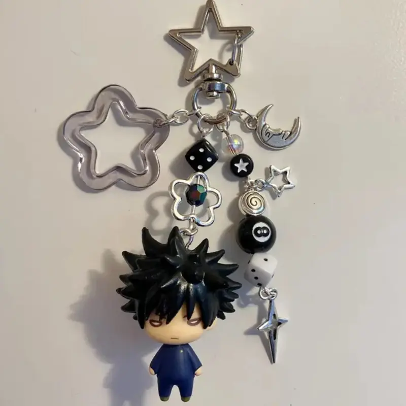 Handmade Jjk Anime Character Bean-Eye Fashion Keychain, Y2K Style Accessory, Unique Gift Idea, Perfect for Anime Fans, Durable & Stylish Design