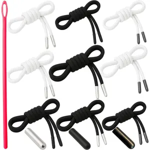 Drawstring Replacement Cord with Aglets – 53 Inch Poly Cotton Drawstring Cord for Hoodies, Sweatpants, Pants & Shorts | Long Draw String for Men’s Clothing | 9 Pack Replacement Kit with Threader Tool