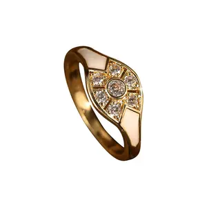 Loveden copper gold-plated ring with multi-faceted micro-inlaid zirconia, gold electroplated vintage high-end ring jewelry