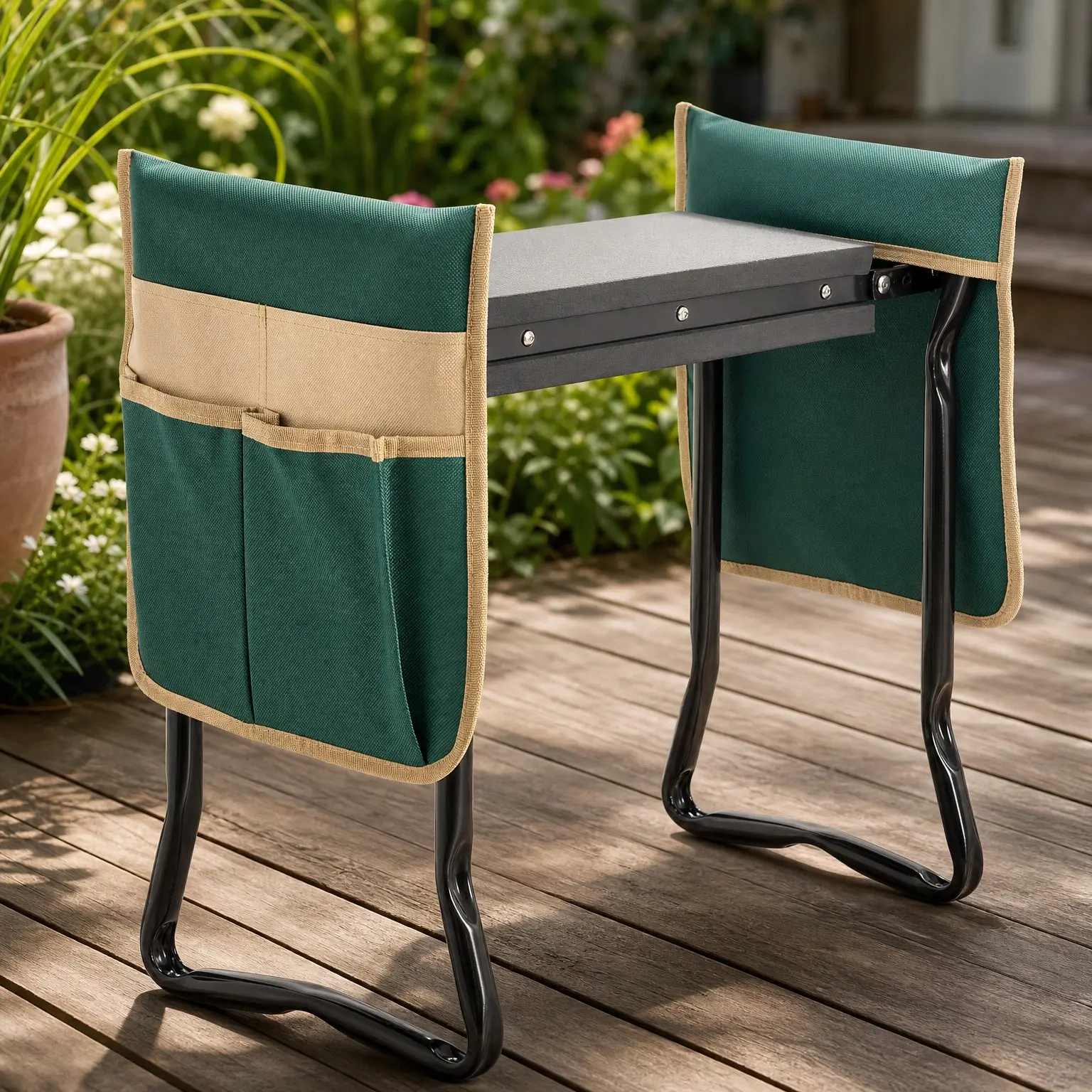 Garden Kneeler and Seat Heavy Duty, Kneeling Bench for Gardening | Garden Stool with 8'' EVA Kneeling Pad and 2 Tool Bags, Garden Chair, Relieve Knee & Back Pain, Great Gifts for Seniors