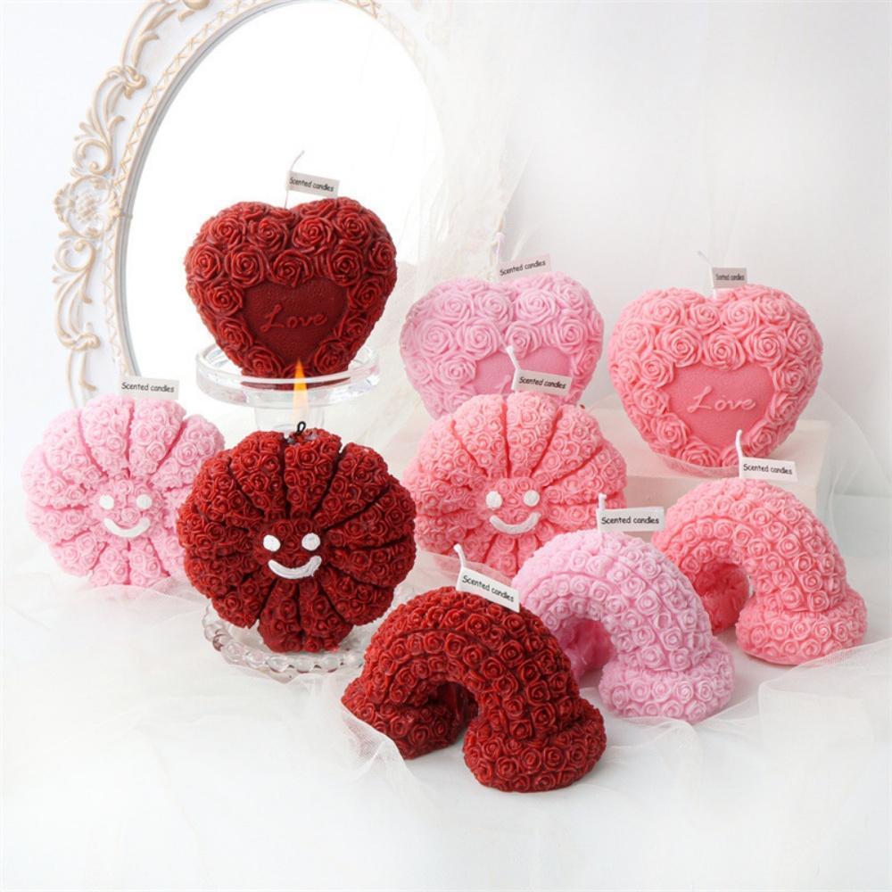 Beautiful Love Rainbow Roses Flowers Scented Candle Mother's Day Festival Romantic Wedding Supplies Birthday Elegant Gift