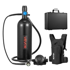 VEVOR 1.9L Mini Scuba Diving Tank, Easy Refilling & Reusable High-Pressure Resistance Cylinder, Long-Lasting Breathing Support (Up to 35 Mins Dive Time), Emergency Rescue Pony Bottle with Backpack & Case for Snorkeling, Smooth & Reliable Gear